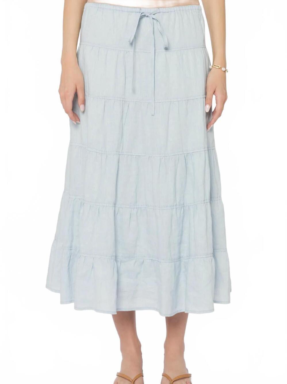 NEW VELVET HEART claremont linen skirt in blue corydalis